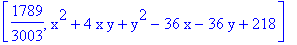[1789/3003, x^2+4*x*y+y^2-36*x-36*y+218]